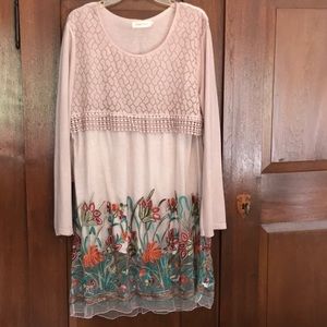 Embroidered sweater tunic